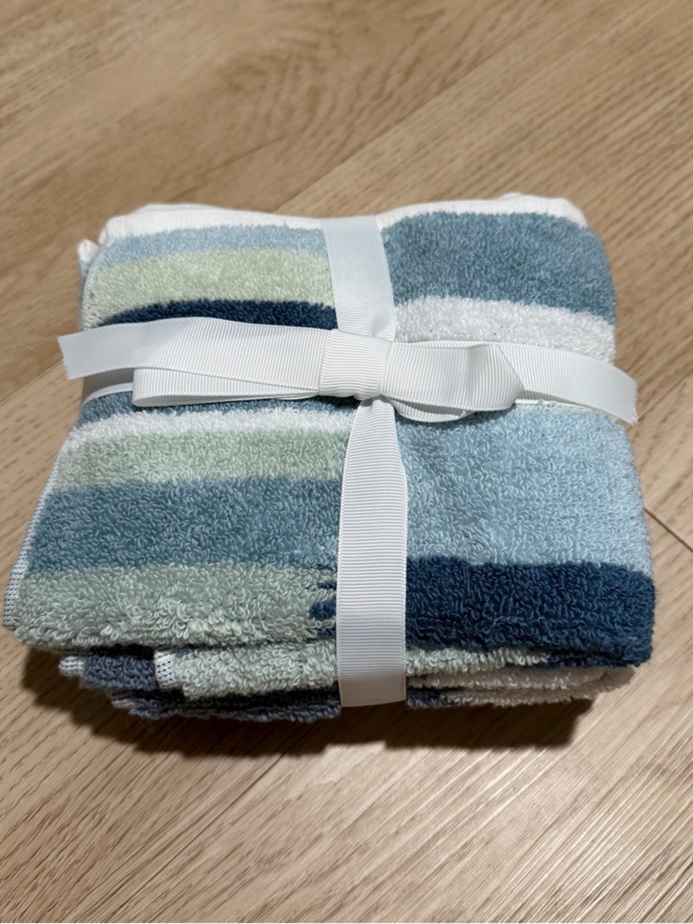 Striped Blue & Green Bath Wash Clothes